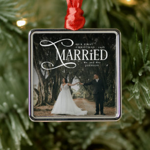 Erstes Weihnachten Verheiratet Herr und Frau Paarf Ornament Aus Metall