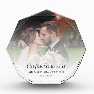 Erstes Weihnachten verheiratet Hochzeitstag Paarfo Fotoblock