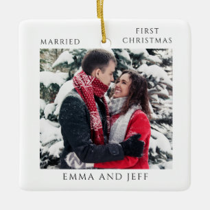 Erstes Weihnachten Verheiratet Keramikornament