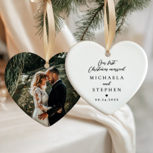 Erstes Weihnachten Verheiratet Moderne Minimalisti Keramik Ornament