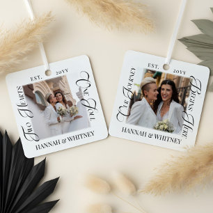 Erstes Weihnachten Verheiratet Moderne Paare Foto Ornament Aus Metall