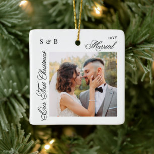 Erstes Weihnachten Verheiratet Skript Neuvermählte Keramikornament