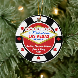 Erstes Weihnachten Verheiratet Vegas Ornament 2021