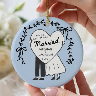 Erstes Weihnachten Verheiratet Weihnachtsbaumanhän Keramik Ornament