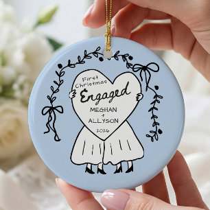 Erstes Weihnachten verlobt Blaues Ornament