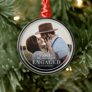 Erstes Weihnachten verlobt Einfache Rand-Foto  Ornament Aus Metall