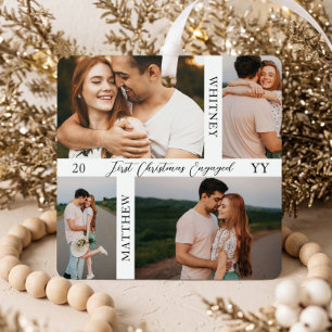 Erstes Weihnachten verlobt Foto-Collage Verlobung Ornament Aus Metall