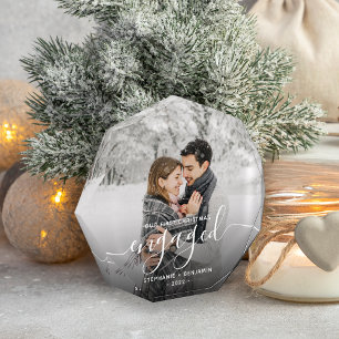 Erstes Weihnachten verlobt Foto White Script