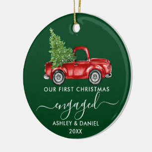 Erstes Weihnachten Verlobt LKW Kalligrafie FOTO Keramik Ornament