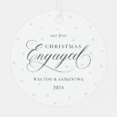 Erstes Weihnachten Verlobt-Ornament Ornament Aus Metall (Rückseite)