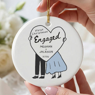 Erstes Weihnachten Verlobt Schmuck Keramik Ornament