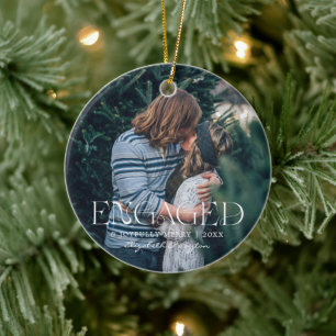 Erstes Weihnachten verlobt Sentimentales Foto Keramik Ornament