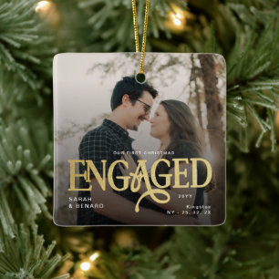 Erstes Weihnachten Verlobt: Stilvolle Paare 2 Foto Keramikornament