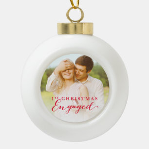 Erstes Weihnachten verlobt Urlaubsfoto Keramik Kugel-Ornament