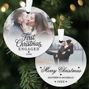 Erstes Weihnachten Verlobtes Paar 2 Foto Ornament