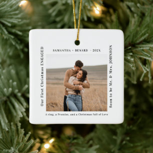 Erstes Weihnachten verlobtes Paar Foto Keramikornament