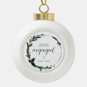 Erstes Weihnachten Verlobungspaar Geschenk  Keramik Kugel-Ornament