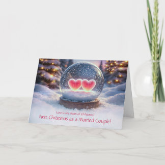 Erstes Weihnachten von Frischvermählten Zwei Herze Karte