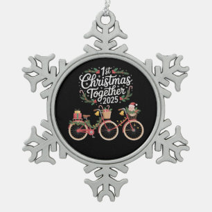 Erstes Weihnachten Zusammen 2025 Romantisches Paar Schneeflocken Zinn-Ornament