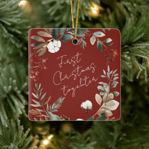 Erstes Weihnachten zusammen Foto elegante Girlande Keramikornament