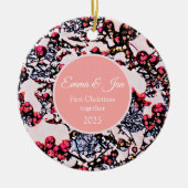 Erstes Weihnachten zusammen Winterbeeren Keramik Ornament (Vorne)
