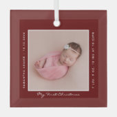 Erstes Weihnachts-Baby-Foto Ornament Aus Glas (Vorderseite)