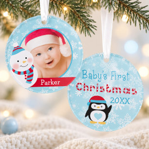 Erstes Weihnachts-Baby-Junge-Schneemann Individuel Ornament