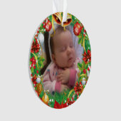 Erstes Weihnachts-Foto Kindername und Geburtsdatum Ornament (Vorderseite)