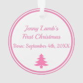 Erstes Weihnachts-Foto Kindername und Geburtsdatum Ornament (Rückseite)