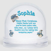 Erstes Weihnachts-Foto Snow Globe Schneekugeln (Rückseite)