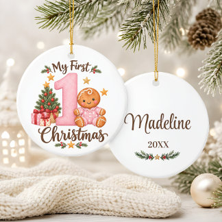 Erstes Weihnachts-Gingerbread-Ornament für Babys Keramik Ornament
