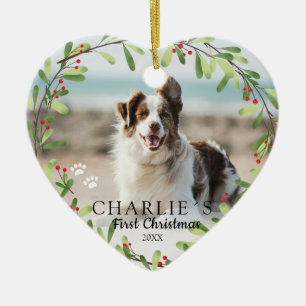 Erstes Weihnachts-Hund-Foto-Ornament Keramik Ornament