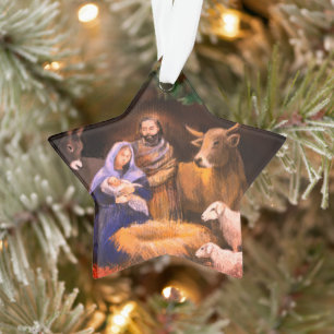Erstes Weihnachts-Krippenszene  Ornament