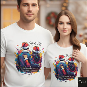 Erstes Weihnachts-Paar Santa-Farbspritzer T-Shirt