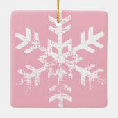 Erstes Weihnachts-Pink-Foto nach Maß mit Schneeflo Keramikornament (Rückseite)