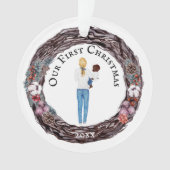 Erstes Weihnachts-Single blonde Mama Baby FOTO Ornament (Vorderseite)