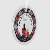 Erstes Weihnachts-Single Mutterbaby Foto Ornament (Vorderseite)