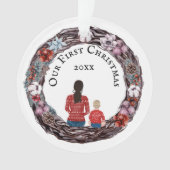 Erstes Weihnachts-Single Mutterbaby Foto Ornament (Vorderseite)