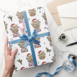 Erstes Weihnachts-Teddybär-Geschenk Geschenkpapier