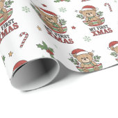 Erstes Weihnachts-Teddybär-Geschenk Geschenkpapier (Rolleneckpunkt)