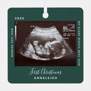 Erstes Weihnachts-Ultraschall-Foto Fröhlichere Fei Ornament Aus Metall