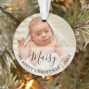 Erstes Weihnachtsbaby 2 Foto Schriftzug Ornament