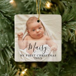 Erstes Weihnachtsbaby 2 Foto Script Name Keramikornament