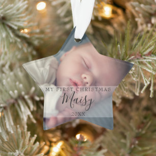 Erstes Weihnachtsbaby 2 Foto-Script-Name Ornament
