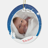 Erstes Weihnachtsbaby-Foto Keramikornament (Links)