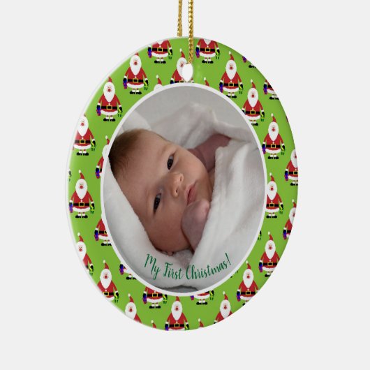 Erstes Weihnachtsbaby-Foto Keramikornament (Rechts)