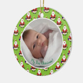 Erstes Weihnachtsbaby-Foto Keramikornament (Links)
