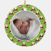 Erstes Weihnachtsbaby-Foto Keramikornament (Hinten)