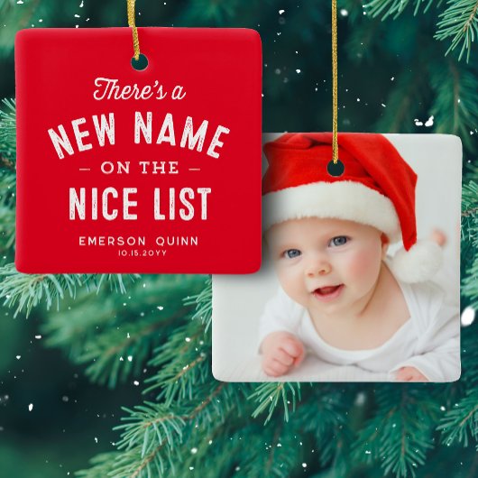 Erstes Weihnachtsbaby Foto niedlich rot Keramikornament
