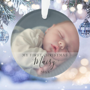 Erstes Weihnachtsbaby-Fotos Skript Name Ornament